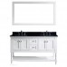 Julianna 60" Double Bathroom Vanity in White with Black Galaxy Granite Top and Square Sink with Polished Chrome Faucet and Mirror - B07D3ZKT5T